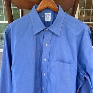 Brooks Brothers Men’s Slim Fit Non-Iron Dress Shirt Blue 100% Cotton Sz 17-36